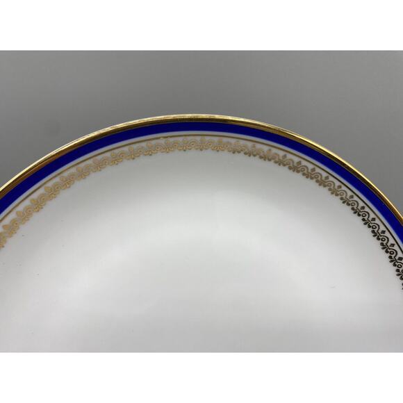 Bohemia Czechoslovakia Gold, Blue, White Cup, Saucer & Sandwich Plate Trio Set - Picture 3 of 10